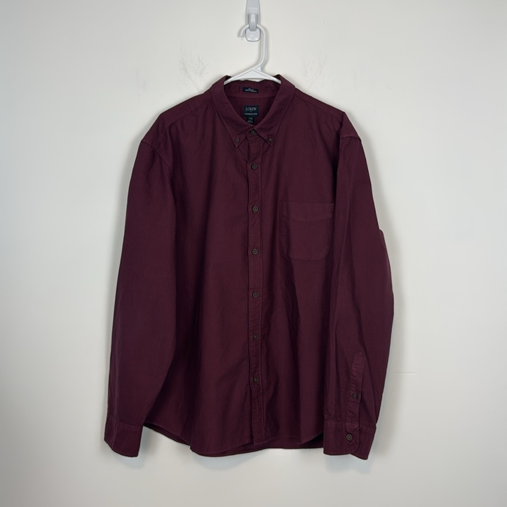 Men’s J Crew Burgundy Garment Dyed Oxford Button Down Shirt. Size XXL. NWT